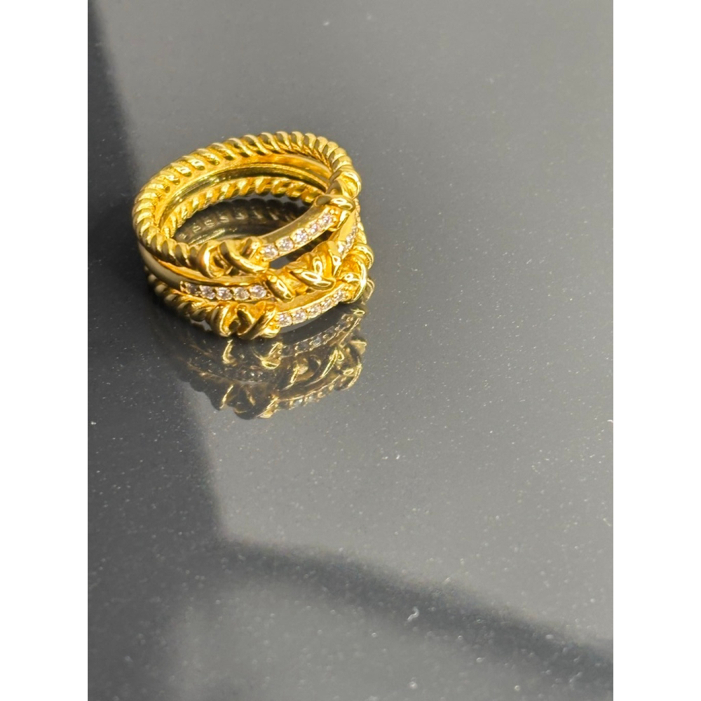 David Yurman 18K Solid Yellow Gold & Diamond Petite Helena size 8 Ring w Box+Bag - Picture 8 of 10